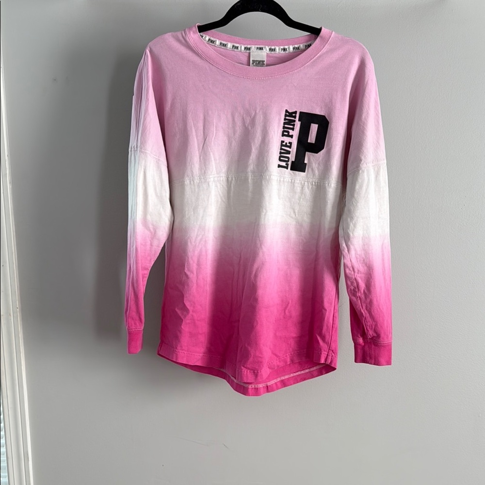 PINK Victoria's Secret Pink and White Gradient Long Sleeve Tee